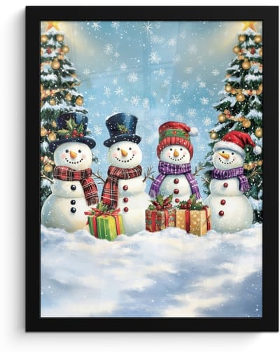 Poster in lijst - Fotolijst 30x40 cm - Posters - Vrolijk - Sneeuw - Kleurrijk - Posterlijst zwart - Decoratie - Wanddecoratie woonkamer - Muurdecoratie slaapkamer