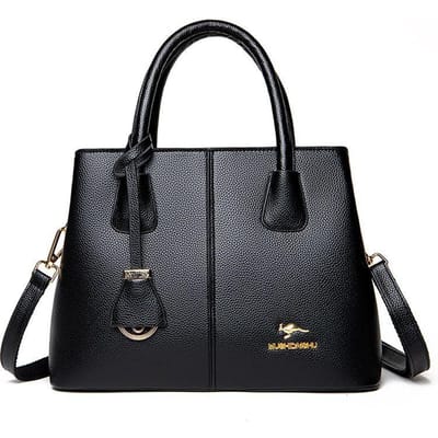 Vrouwelijke Echte Leren Middelbare Moeder Tas All-match Een-schouder Messenger Bag Toplaag Koeienhuid Handtas One Size zwart