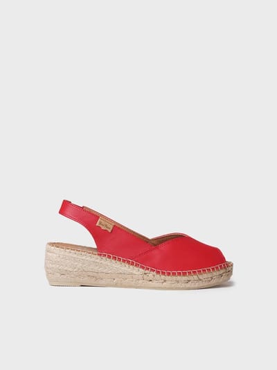 Dames leren espadrille met open neus en sleehak | BERNIA-P