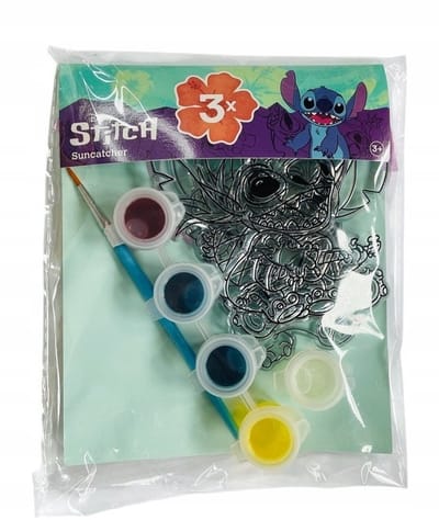 Disney Lilo & Stitch zonnevangers- penseel - 4 kleuren verf - 3 hangers incl. lint 10x10CM