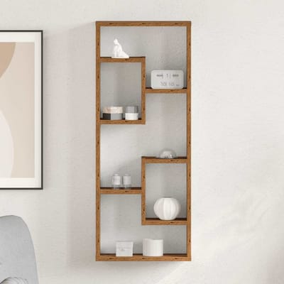 vidaXL - Wandplank - 36x16x90 - cm - bewerkt - hout - oud - houtkleurig