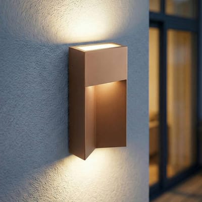 Lucande LED buiten wandlamp Kaholo, bruin, CCT, IP44