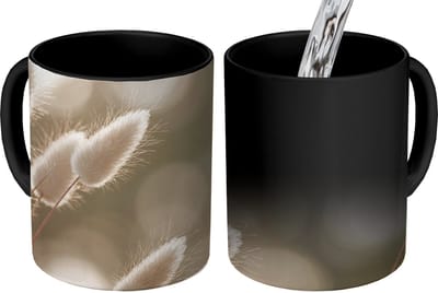Magische Mok - Foto op Warmte Mokken - Koffiemok - Hazestaartgras - Wit - Zonlicht - Magic Mok - Beker - 350 ML - Theemok