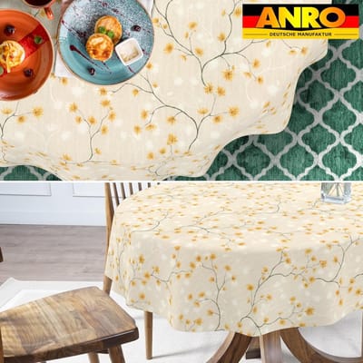 Wasbare Tafelbedekking - Oliezeil Tafel - Eettafel Decoratie - Lotus Effect - 240 x 140 cm - Beige