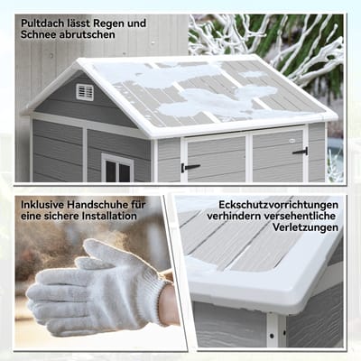 Killogood Tuinhuis - tuinschuur met raam - afsluitbare deur - kunststof - grijs