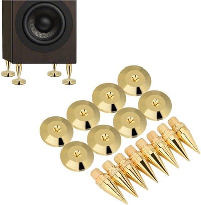 Luidspreker Spikes - Trillingsdempers Isolatie - Audio Verbetering - Massief Koper Verguld - 8 Sets - Goud