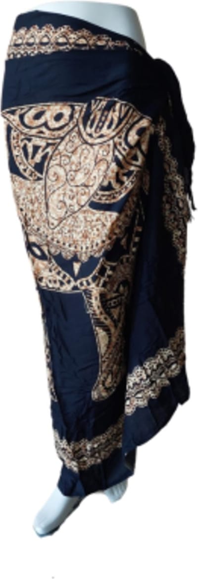 Sarong - 022 - Olifant beige op zwart van Om Namaste - Pareo Saunadoek Wikkeljurk