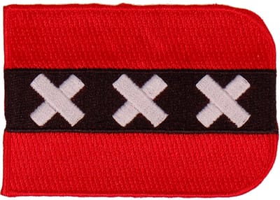 Strijkapplicatie/Patch - Vlag Schildvorm Amsterdam - 8x6cm