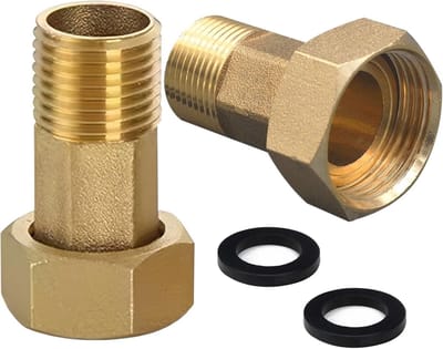 Watermeter Schroefverbindingen 1 Inch AG x 1 1/4 Inch IG Messing, Ø 20 mm Buiten- en Ø 25 mm Binnen draad met rubberen afdichtingen voor een betrouwbare installatie
