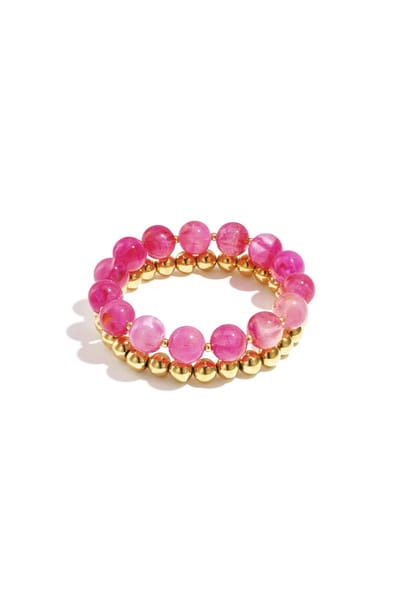 Golden Pop Armbanden Set | RVS (Verkleurt niet) | Acryl | Fuchsia | Armbanden | Beste Cadeau voor haar