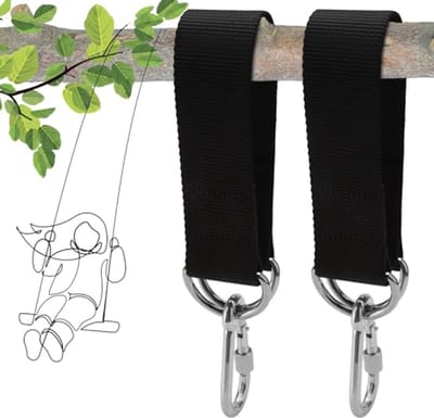 2 Stuks Schommelbevestiging voor Binnen en Buiten - Nylon Ophangriem met Karabijnhaken en D-ringen