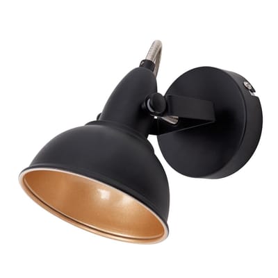 BRILONER SOFT - wandlamp - plafond spot - 1 lichts - draai- en draaischijnwerper retro / vintage uitvoering - houder: E14 max. 40 Watt - metaal - zwart-goud - 15,6 x 10 cm