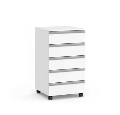 Rolkast met 5 lades, mobiele archiefkast, wit 40x40x70 cm - kantoor & thuiskantoor.