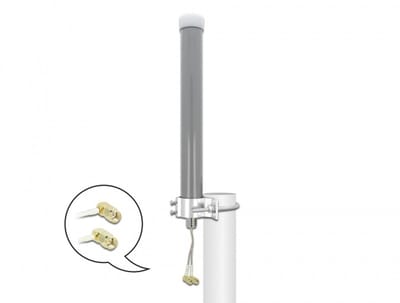 Multiband LTE WLAN 2,4 GHz antenne 1 x SMA-plug 1 x RP-SMA-plug 2-3 dBi 2 x 20 cm RG-178 Omnidirectioneel buitengrijs