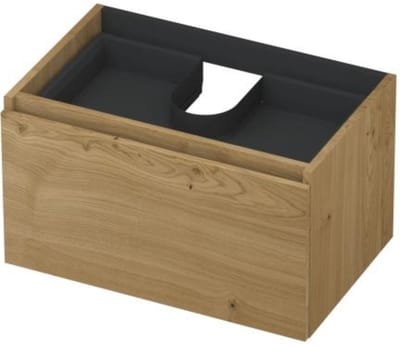 INK - Onderkast 1L met Binnenlade Greeploos Houten Keerlijst Fineer - 700x450x400 Mm - Natur Fineer