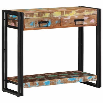 vidaXL - Wandtafel - Multikleur - 90 - x - 33 - x - 75 - cm - Massief - Gerecycleerd - Hout