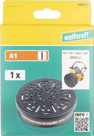 wolfcraft - Halfgelaatsmasker verwisselbaar luchtfilter A1 - Filter - Gasmasker - 4952000
