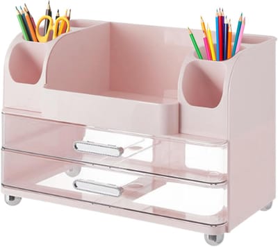 Make-up Organizer - Cosmetica Houder - Sieraden Opbergen - Aanpasbare Meervoudige Lay-out - 26 x 20.5 x 26 cm - Roze