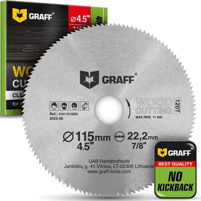 Cirkelzaagblad Hout - Snijschijf Multiplex - Precisie Zagen - 120 Tanden - 115 mm Boring 22.23 - Zilver