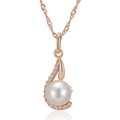 Collier Pendentif Couleur Or Rose Luxe Pour Femmes Pendentif Perle Géométrique Unique Mariée Bijoux Fins Quotidien Nouveau beige
