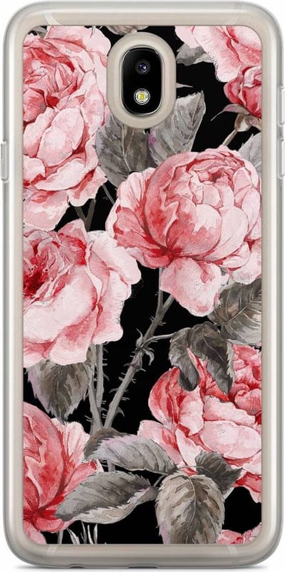 Casimoda® hoesje - Geschikt voor Samsung J5 2017 - Moody Florals - Backcover - Siliconen/TPU - Rood