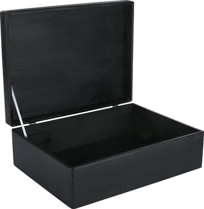 Creative Deco XL Zwart Grote Houten Doos Opbergdoos | 40 x 30 x 14 cm | met Deksel | Box Kist