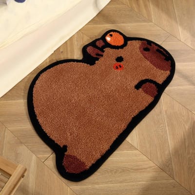 Badkamer Absorberende Vloermat Huis Schattige Kinderkamer Flock Voetmat Pluche Mat Slaapkamer Bed Deken 48x80CM black