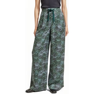 Scotch & Soda Eleni - High Rise Wide Leg Pyjama Pants Feather Bottle Green Maat: XS/30 | Wijde Broeken Outlet | Dames | Groen