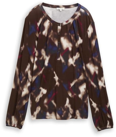 Tom Tailor - Blouse met patroon - Maat L - brown blurry argyle