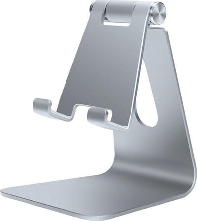 DrPhone APS8 Universele Aluminium Verstelbare Smartphone Stand Houder – 270 Graden – 4 tot 8 Inch - Bredere haken – Geschikt met hoes eromheen - Zilver
