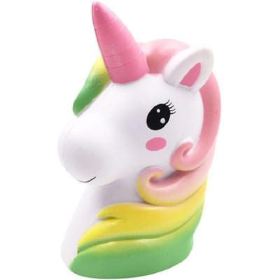 Jumbo Kleurrijke Eenhoorn Hoofd Squishy Zacht Langzaam Rijzend Geurend Squishy Kinderen Volwassenen Stressverlichting Knijpspeelgoed Speelgoed 13*11*7.5 CM