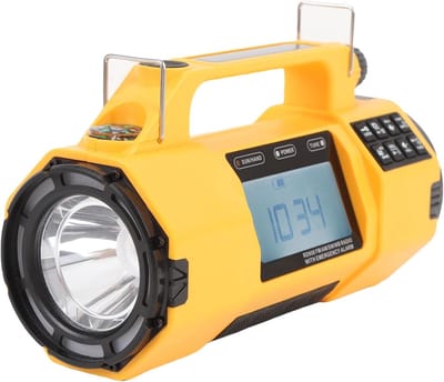 Nood Crank Radio - Weerradio AM FM - Noodsituaties Voorbereiden - Met Zaklamp Leeslamp - IPX3 Waterdicht - Zwart