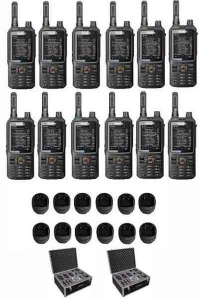 Set van 12 Inrico T320 V2 4G LTE Zello Portofoon, GPS, Wifi met tafellader en koffer