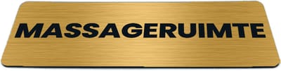 Deurbordje Goud-look met tekst massageruimte - Formaat 150 x 50 mm x 1,6 mm - Zelfklevend | Luxe uitstraling | Geborstelde Gouden toplaag | Gratis Verzending | Decoporta