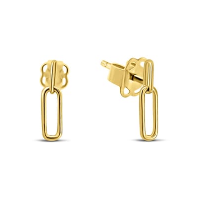 New Bling 9NBSAM-G230215 Gouden Oorknopjes 3D Schakels - 10,6x2,8mm - 14 Karaat - Goud