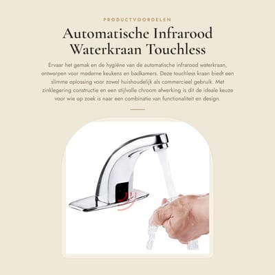 Dailygoods- Waterkraan Automatisch - Touchless Wastafelkraan - Mengregelaars voor Warm/Koud Water - Zinklegering - Duurzaam - Waterbesparend - Kraan