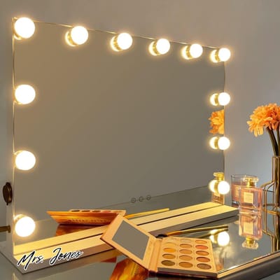 Mrs. Jones Hollywood spiegel make-up spiegel verlichting tafel 12 dimbare LED lampen 3 kleurtemperaturen USB 58X43 cm .