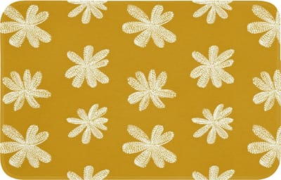 Badmat 80x50 cm - Antislip - Bloem - Speels - Okergeel - Badmatten voor badkamer - Badkamermat - Douchemat - Badkamer mat