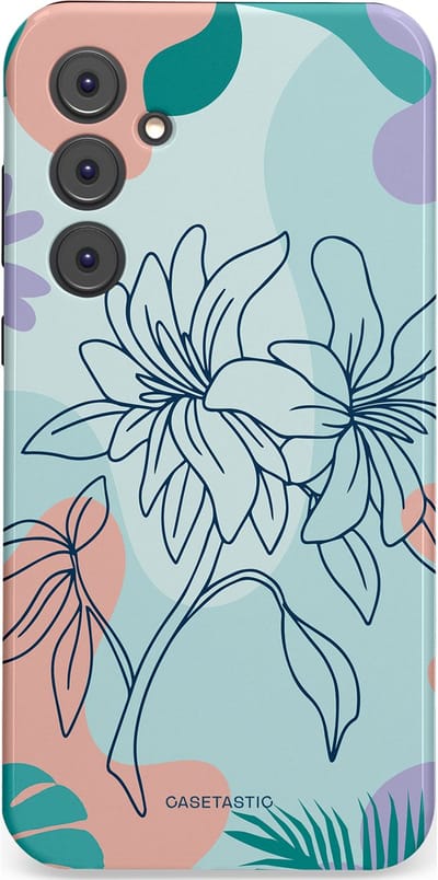 Casetastic Hoesje Geschikt voor Samsung A35 - Stijlvolle Beschermende Duo-layer Case - Mint Bloemprint