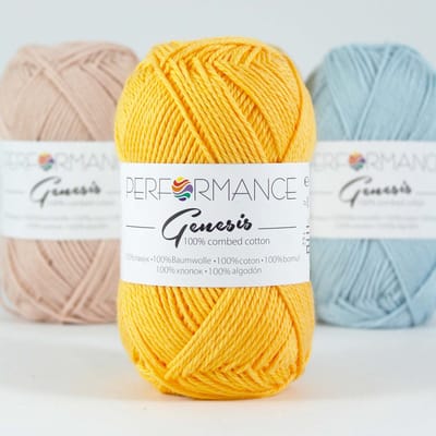 Genesis geel 2055 - 5 bollen gekamd katoengaren - pendikte 3,5 a 4mm