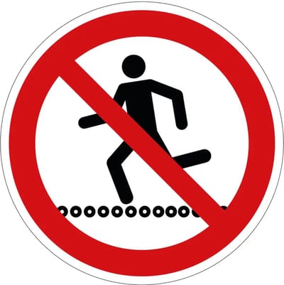 Niet over rollenbaan lopen verbodssticker | 30 cm
