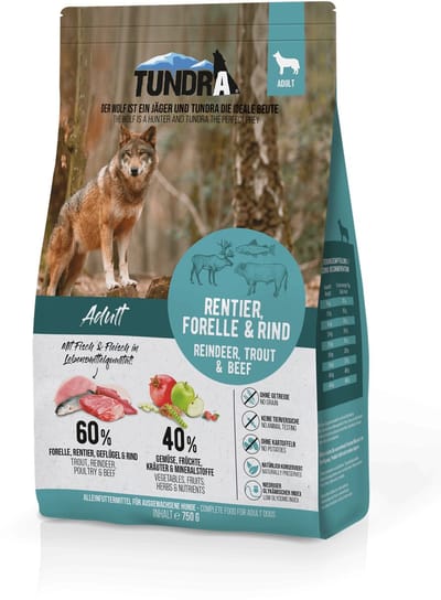 Tundra hondenbrokken rendier, forel & rund 750g