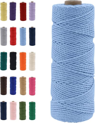 Natuurlijke Katoenen Macrame Touw van 100m, Elegante Blauwe Kleur voor DIY Ambachten, Macrame Kunst en Cadeauverpakking