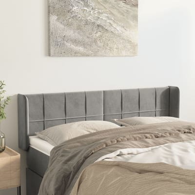 vidaXL - Hoofdbord - met - randen - 147x16x78/88 - cm - fluweel - lichtgrijs