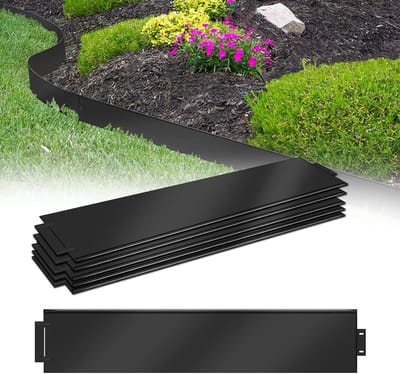 Gazonrand Metaal - Perken Afscheiding - Tuinrand Creëren - Gegalvaniseerd Stevig - 15 Meter 18cm - Zwart