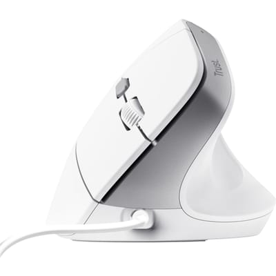 Trust BAYO II ERGONOMIC Muis Kabelgebonden Optisch Wit 6 Toetsen 2400 dpi Geïntegreerd scrollwiel