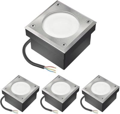 ledscom.de 4x GX53 straatsteen grondinbouwlamp NEOLUM voor buiten, IP67, hoekig, 10 x10cm, incl. lamphouder