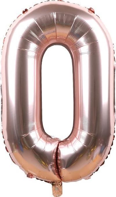 New Age Devi - Cijferballon 0 - Rose-goud - 16 inch 40cm