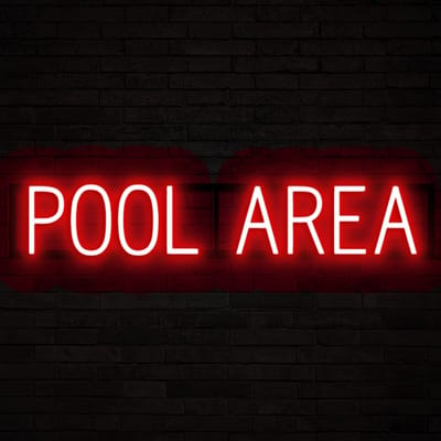POOL AREA - Lichtreclame Neon LED bord verlicht | SpellBrite | 85,55 x 16 cm | 6 Dimstanden & 8 Lichtanimaties | Reclamebord neon verlichting