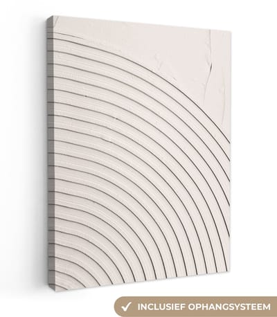 Canvas - Muurdecoratie - Foto op canvas - 30x40 cm - Slaapkamer - Abstract - Kunst - Lijnen - Wit - Wanddecoratie - Canvas schilderij - Schilderijen - Woonkamer - Canvasdoek
